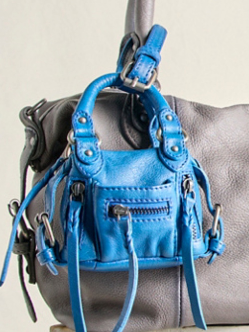 FREE PEOPLE MICRO EMERSON Santorini Blue Mini Satchel Womens Bag -
